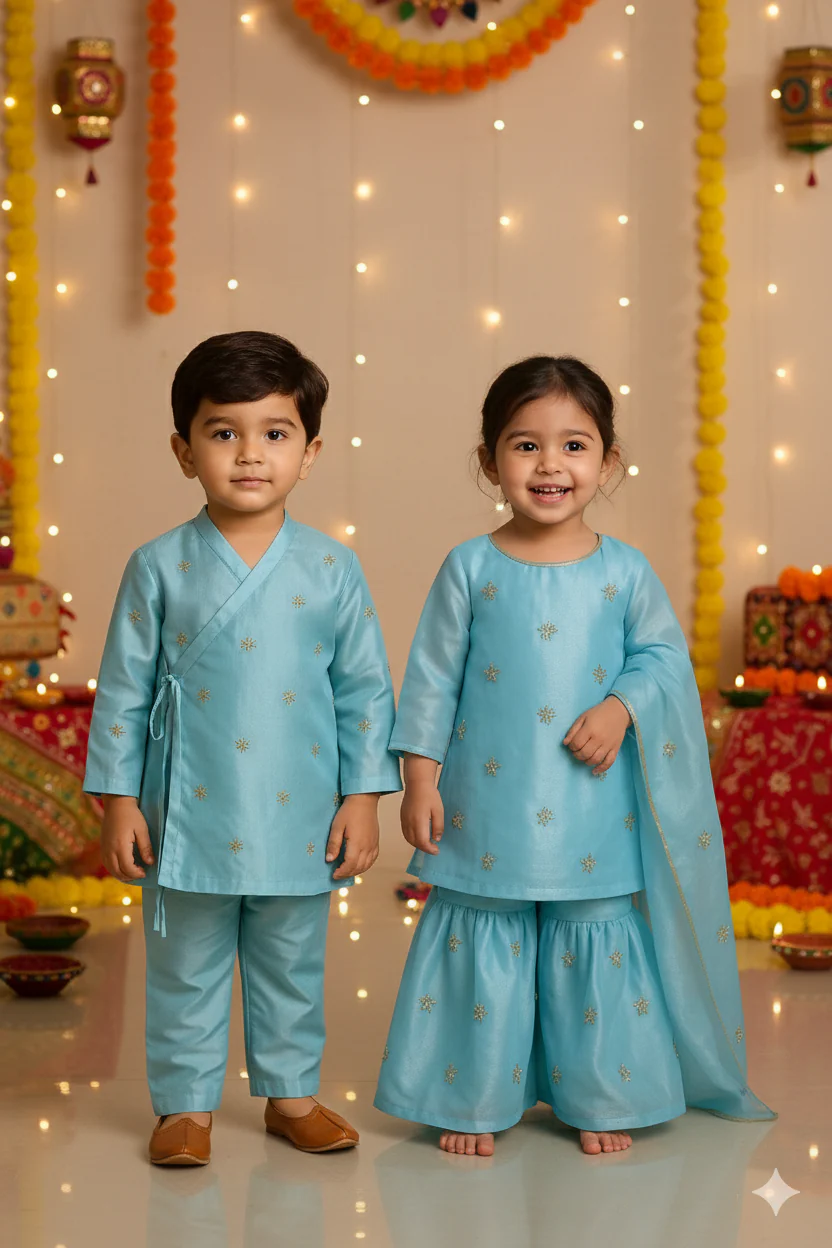Aarav Angrakha Kurta & Pant Set - Image 2