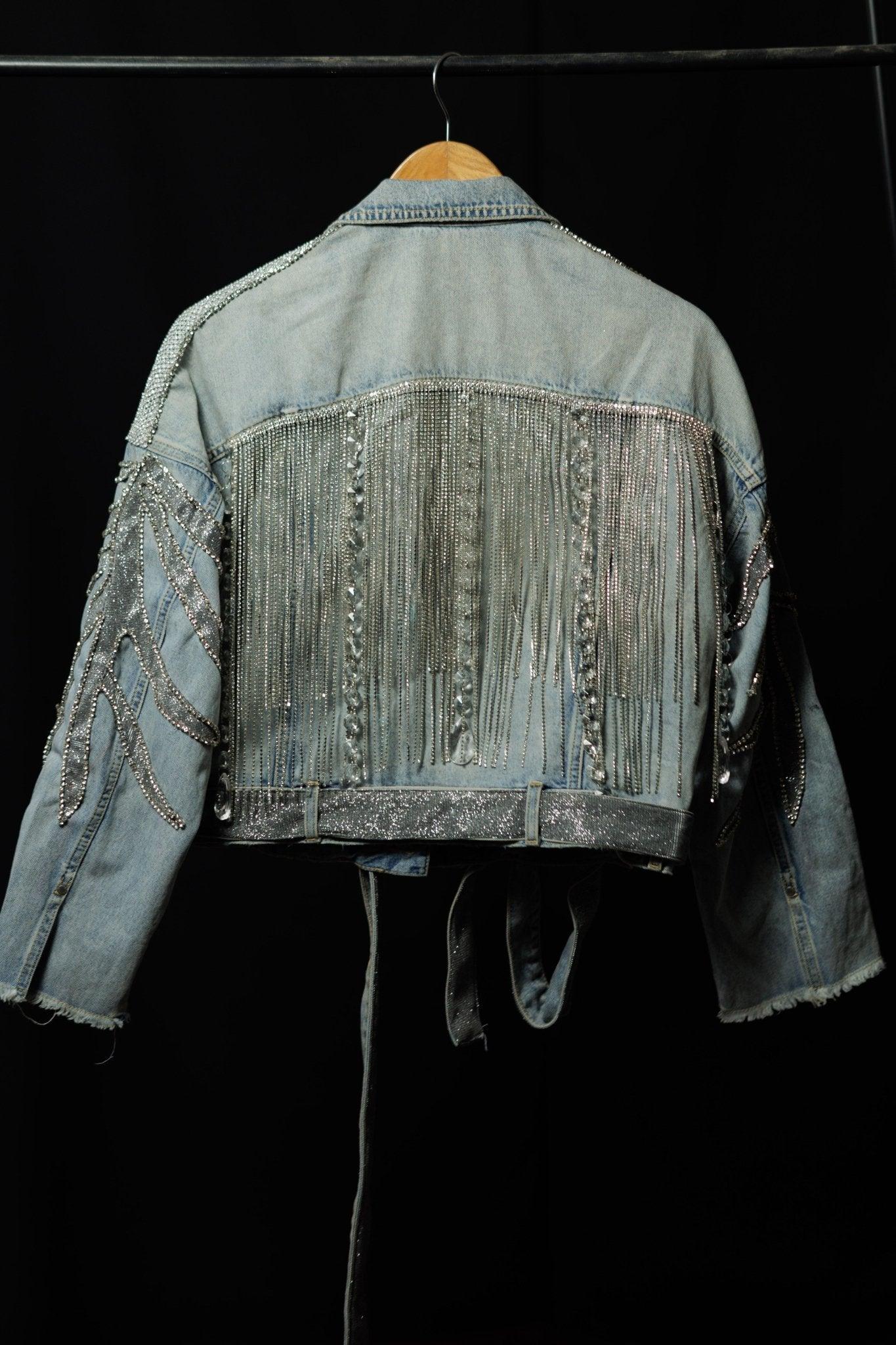 After Dark  Crystal-Embellished Denim Jacket - Image 6