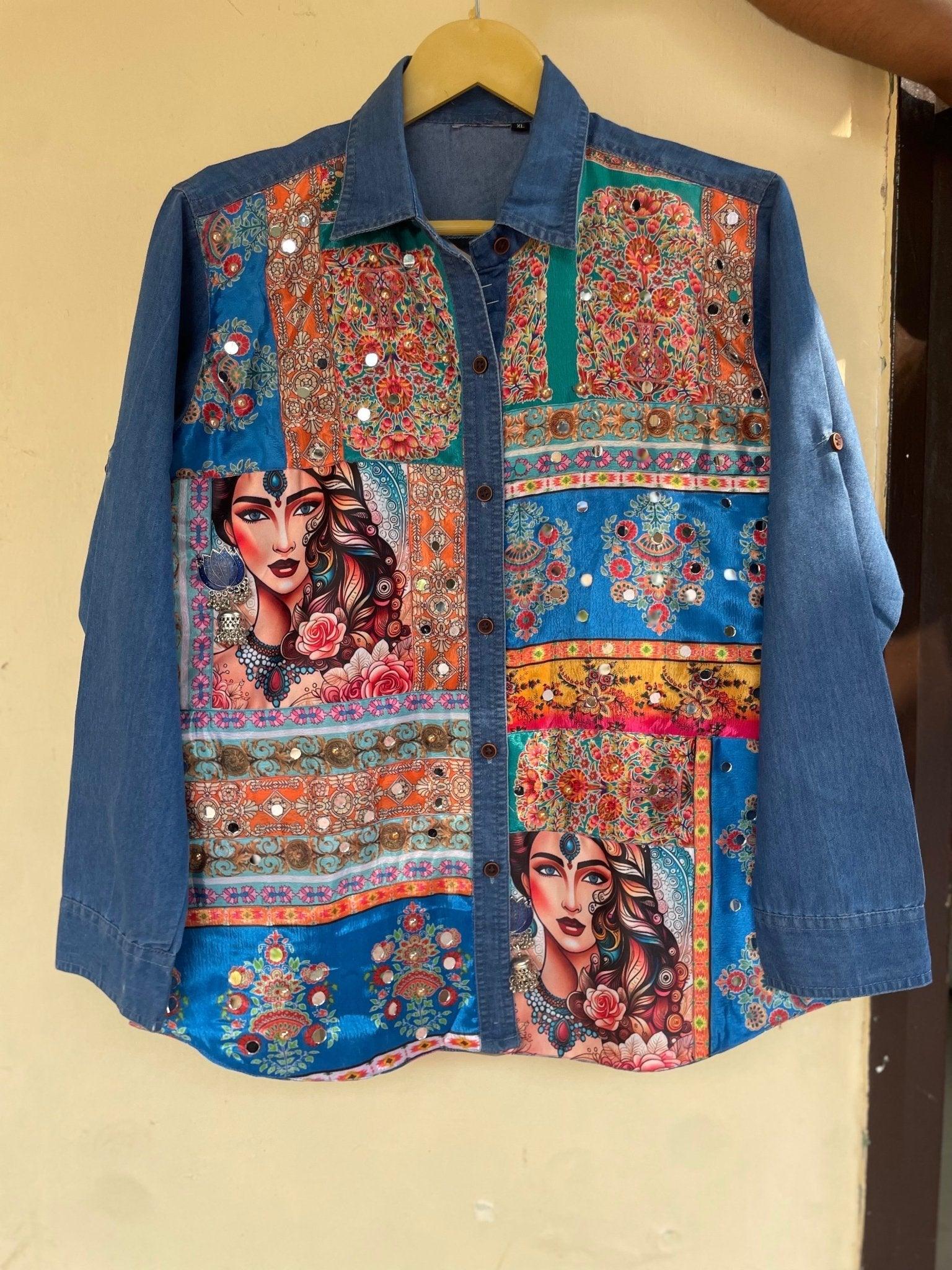 ‘Ameeraha’- Embellished Denim Shirt - Image 5