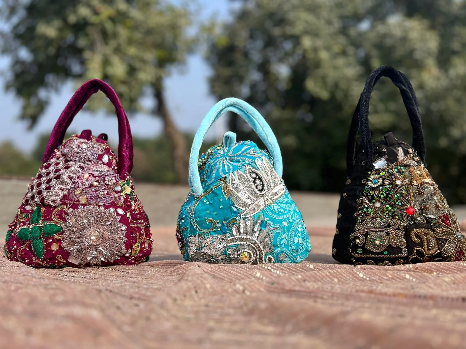 Aqua Royal Heirloom Embellished Potli - Image 4