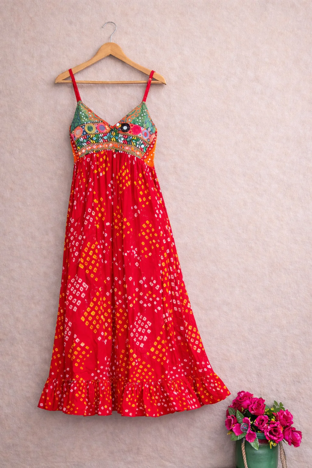 Bandhini maxi dress -Red - Image 3