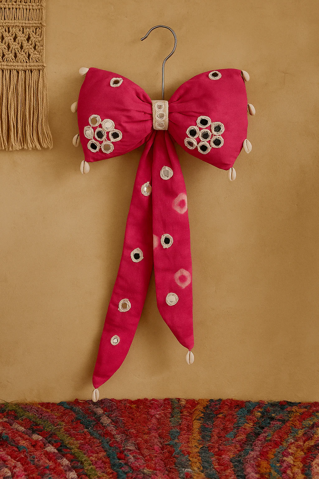 Boho Bandhani Mirrorwork Bow – Kids Accessory - Image 2