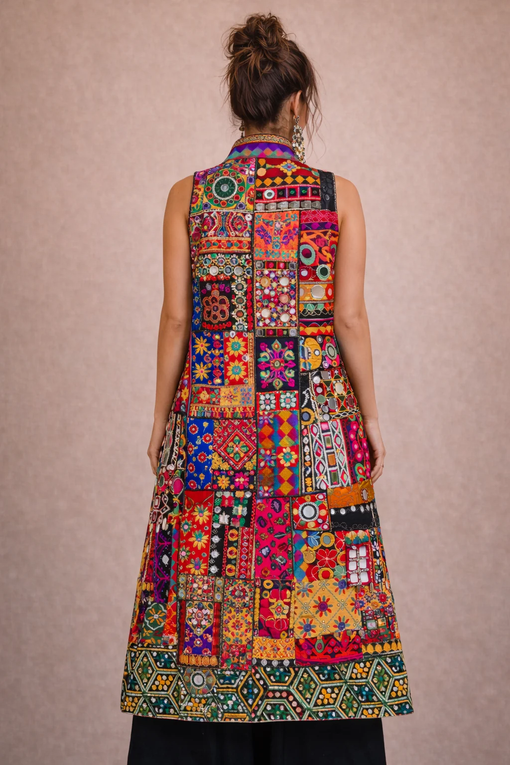 Boho Patchwork sleeveless Mirrorwork  Jacket - Image 3