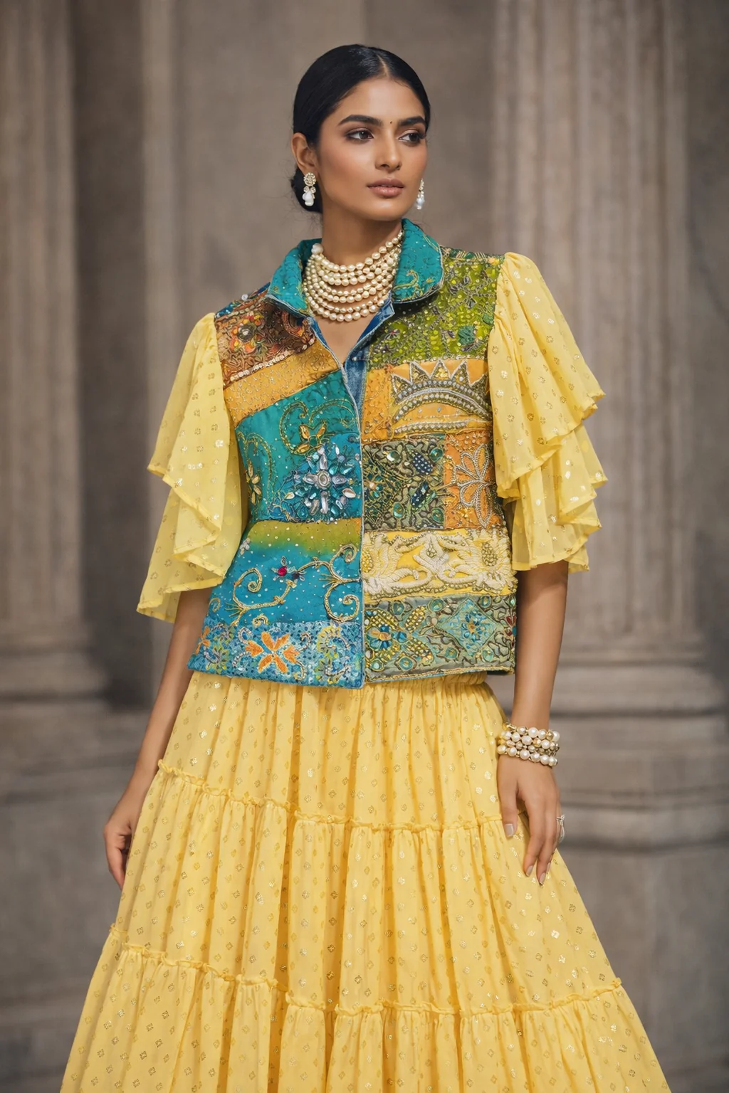 Clara Embellished Jacket Yellow - Image 3