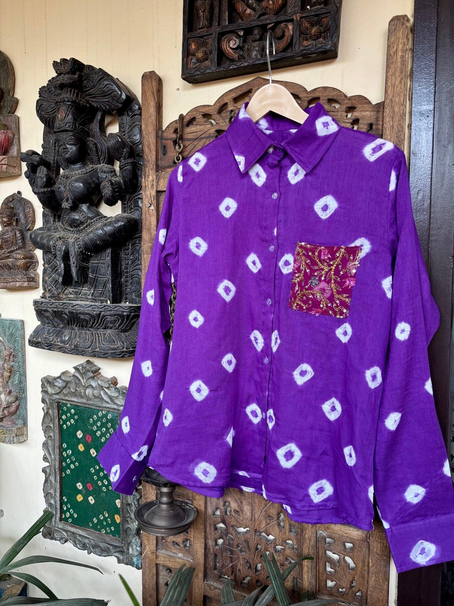Cotton Bandhini Embellished Shirt - Image 2