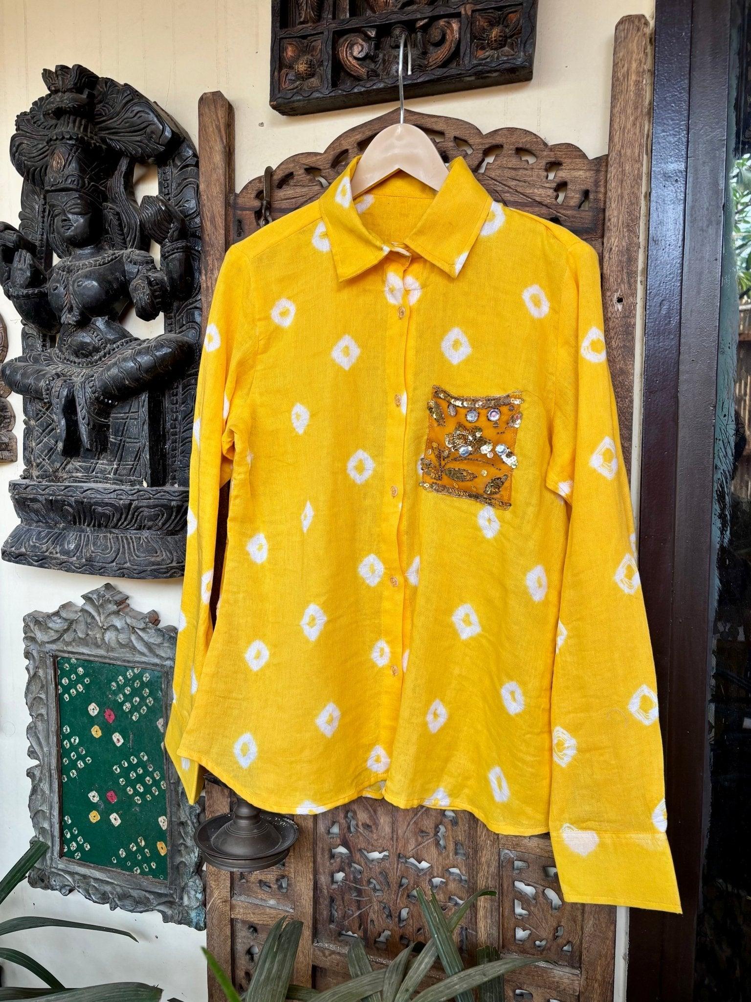 Cotton Bandhini Embellished Shirt - Image 5