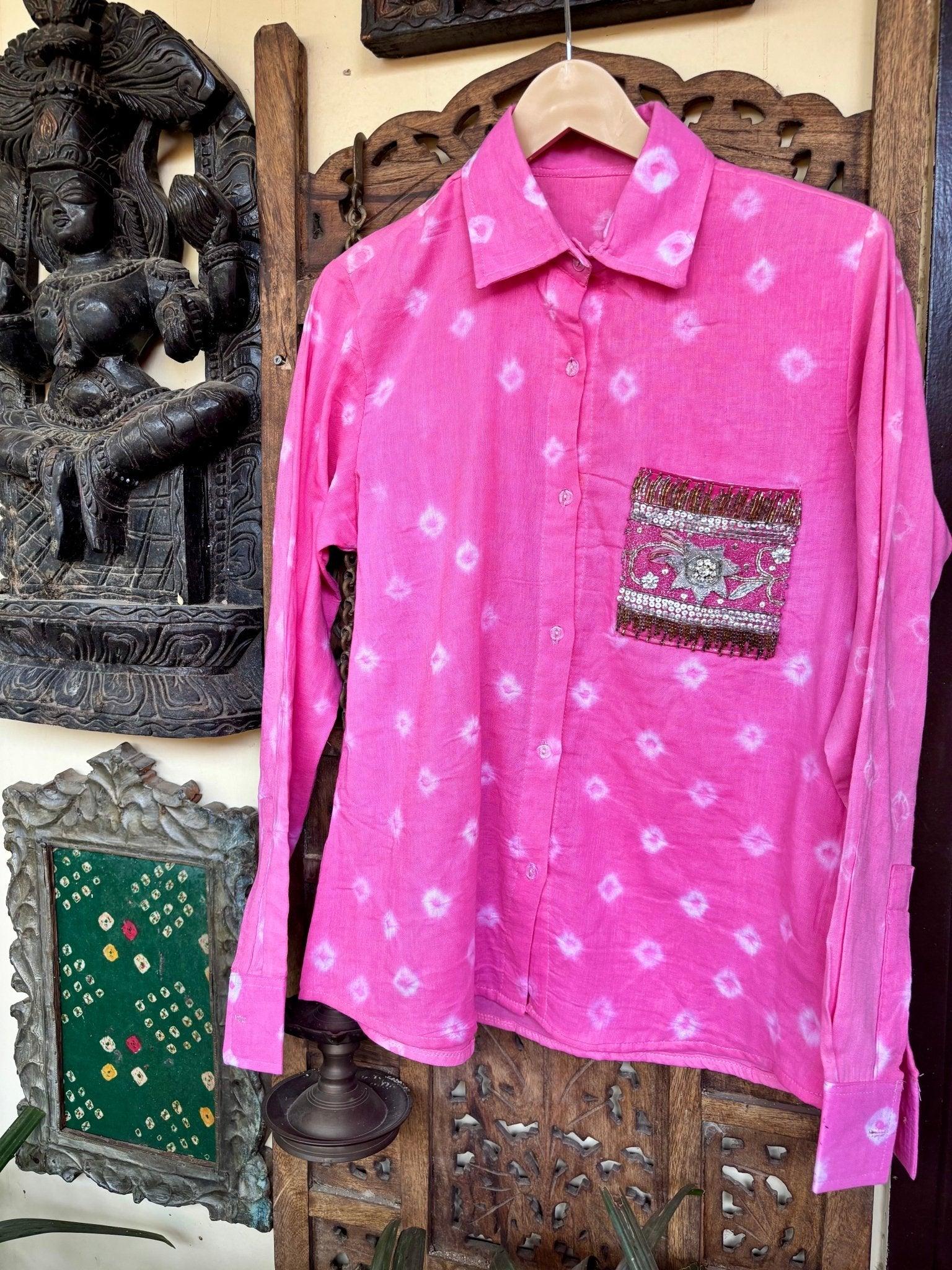 Cotton Bandhini Embellished Shirt - Image 7