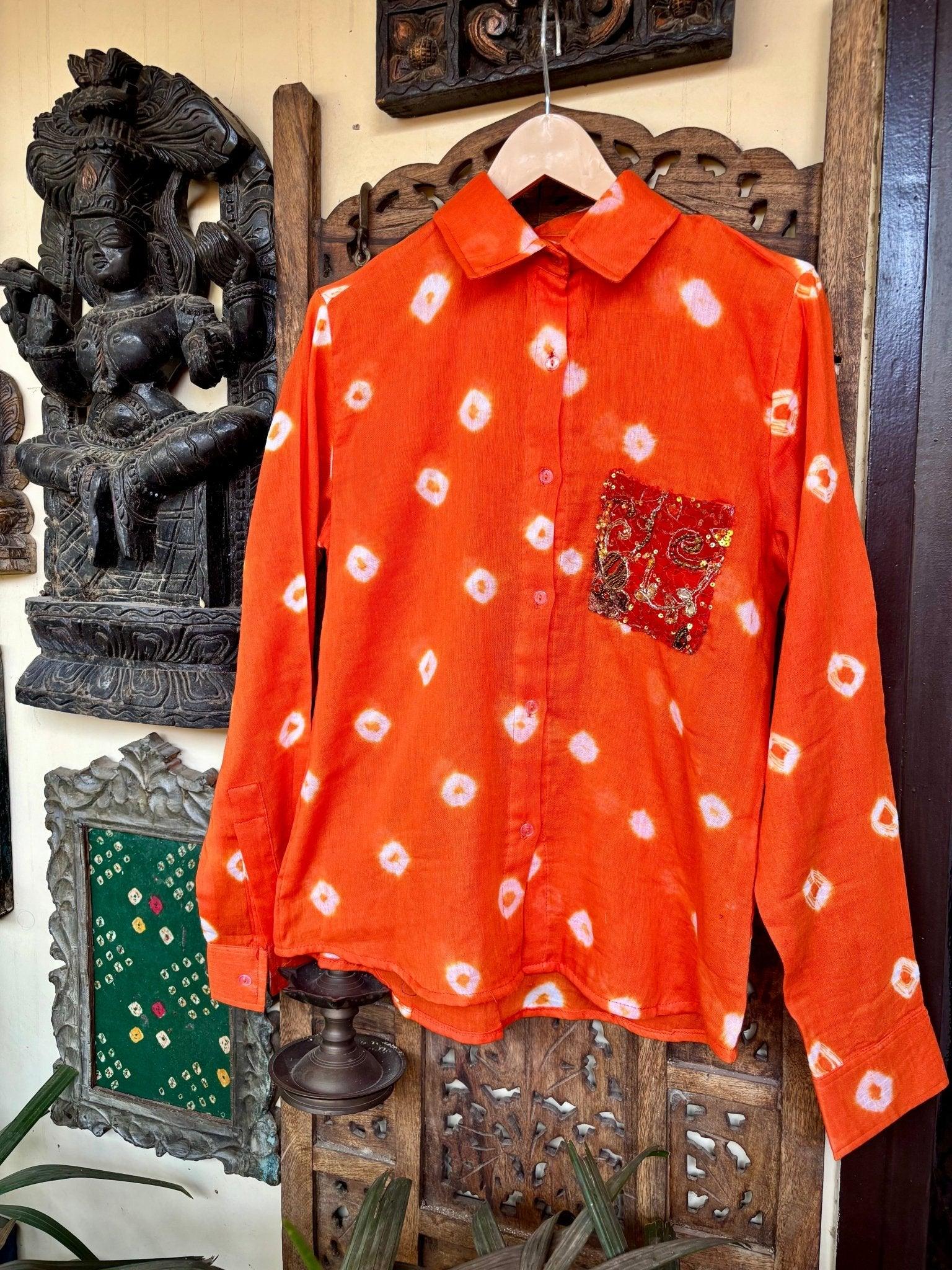 Cotton Bandhini Embellished Shirt - Image 9