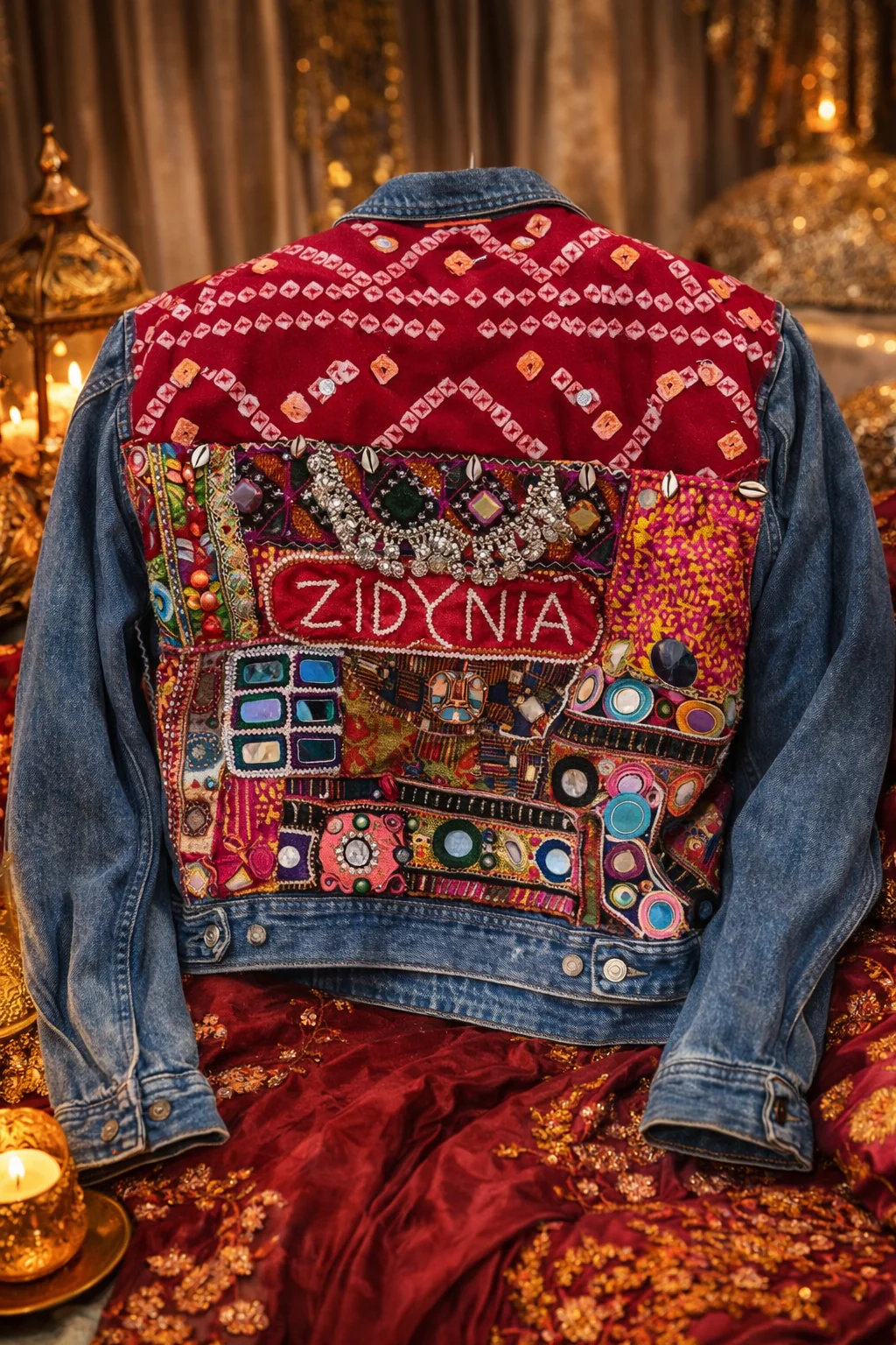 Custom embellished name jacket - Red