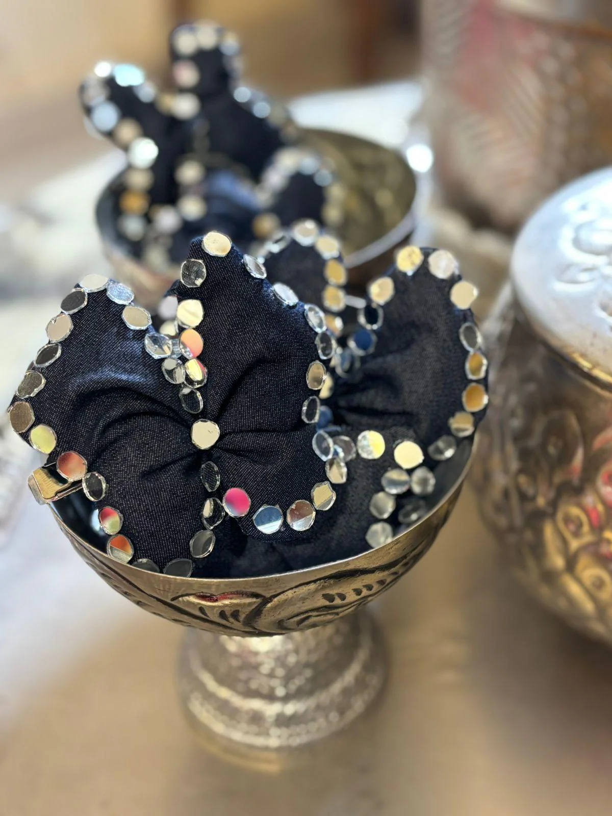Denim Mirror Butterfly Clips (Set of 4 - Image 5