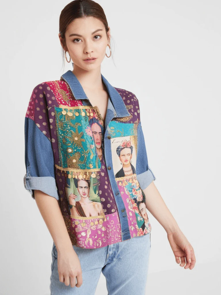 Frida Kahlo Embellished Denim Jacket - Image 3