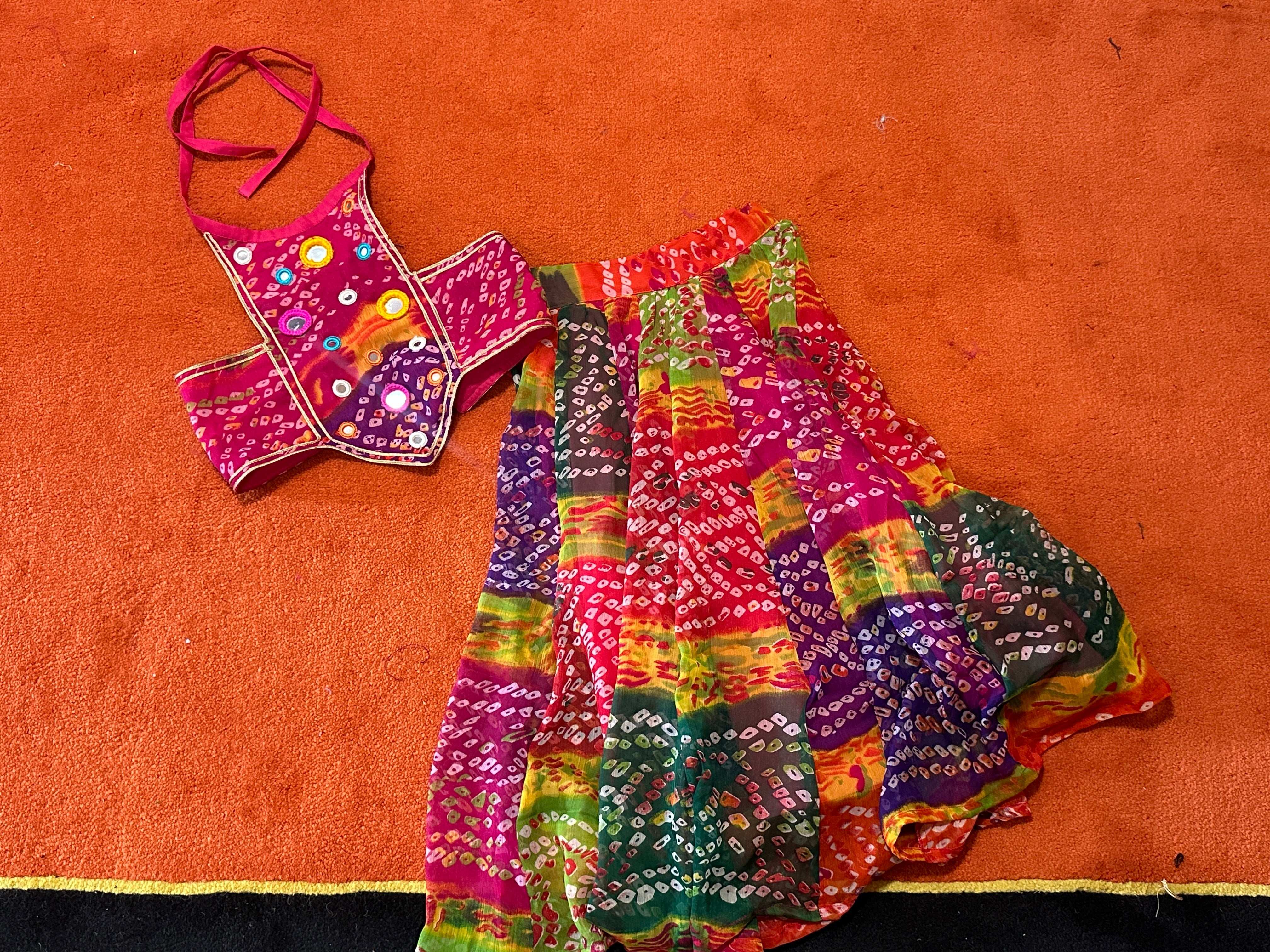 Girls’ Mirrorwork Halter Top & Bandhani Skirt Set - Image 2
