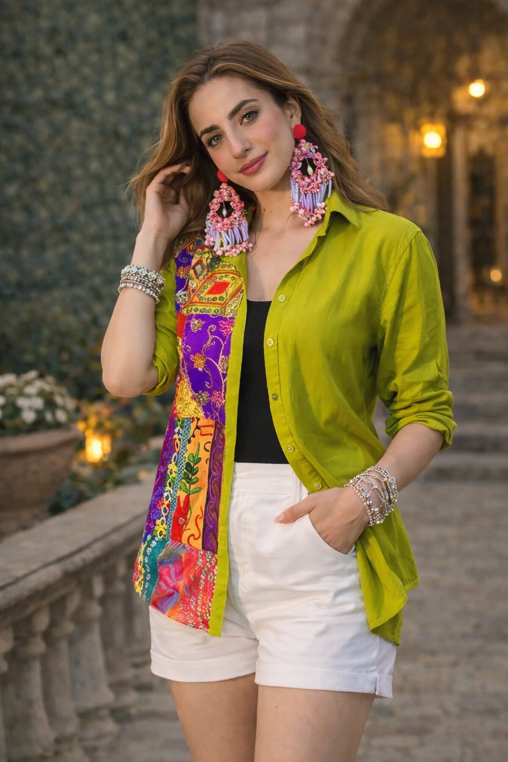Green Embellished Shirt