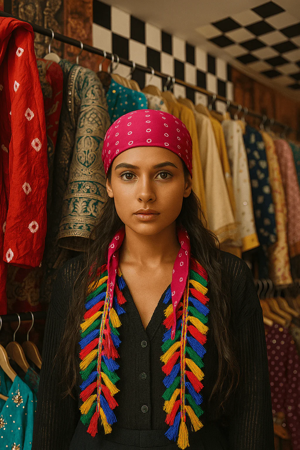 Boho Tassel Bandana –  Multicolor Braided Tassels
