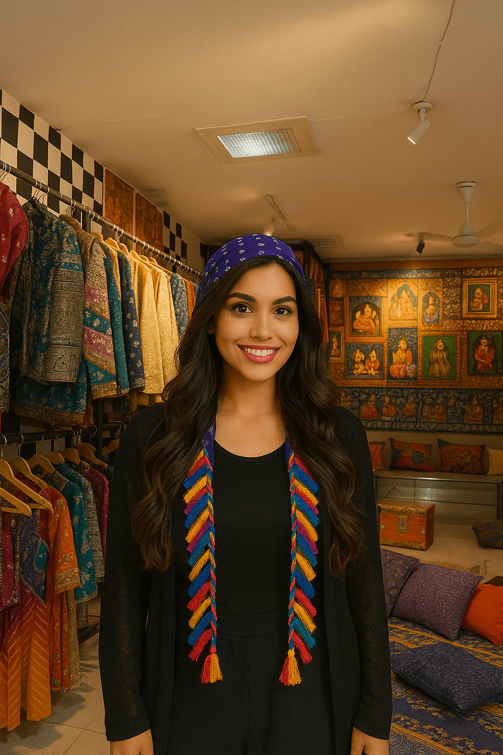 Boho Tassel Bandana –  Multicolor Braided Tassels - Image 5