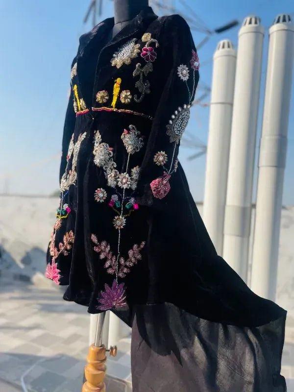 Indie Opulence Velvet Coat With Exquisite Embellishments - Image 5