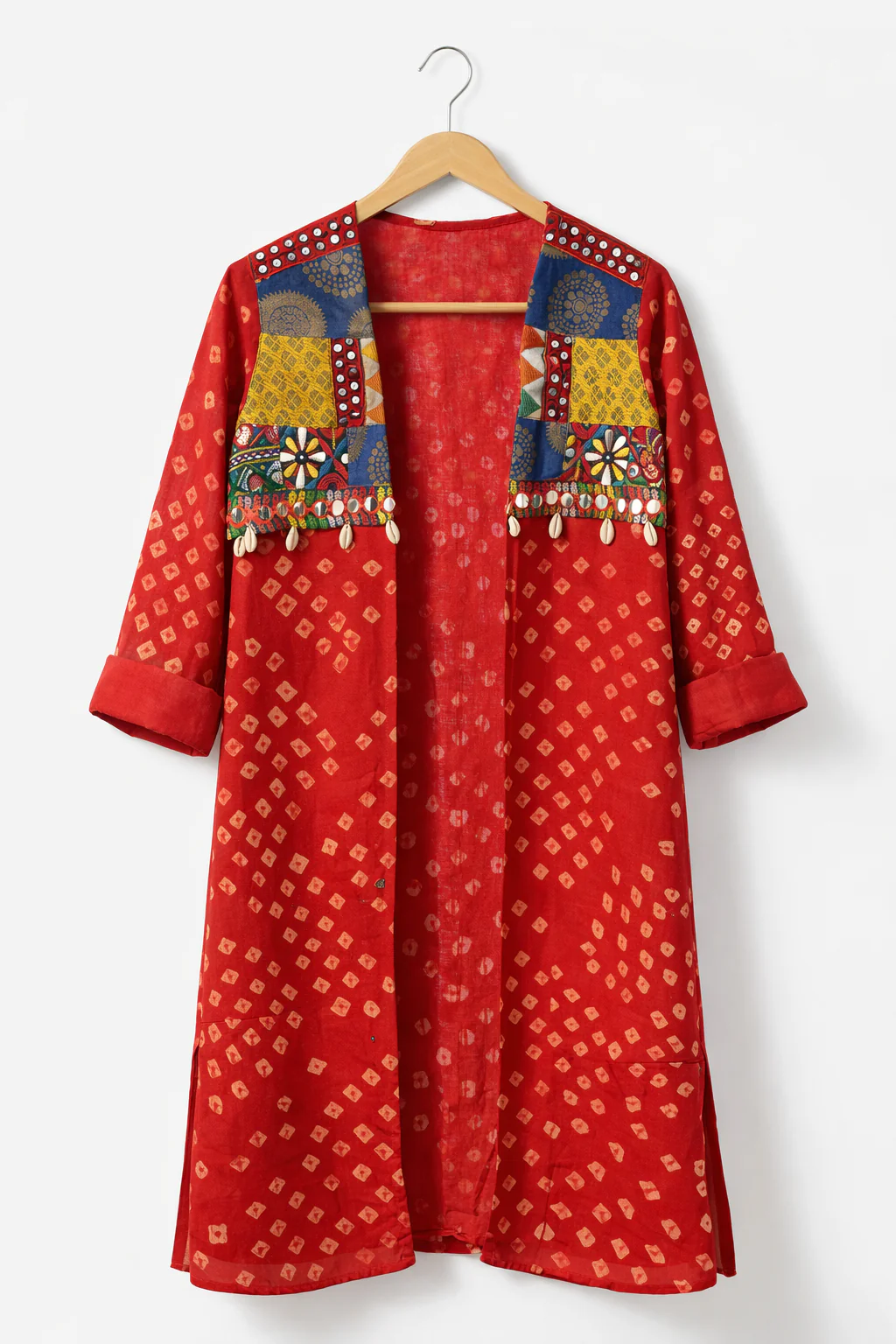 Red Bandhani Embellished Shrug - Image 3