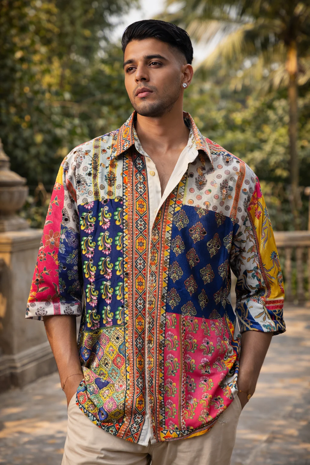 Men’s white Boho Shirt – Relaxed Fit
