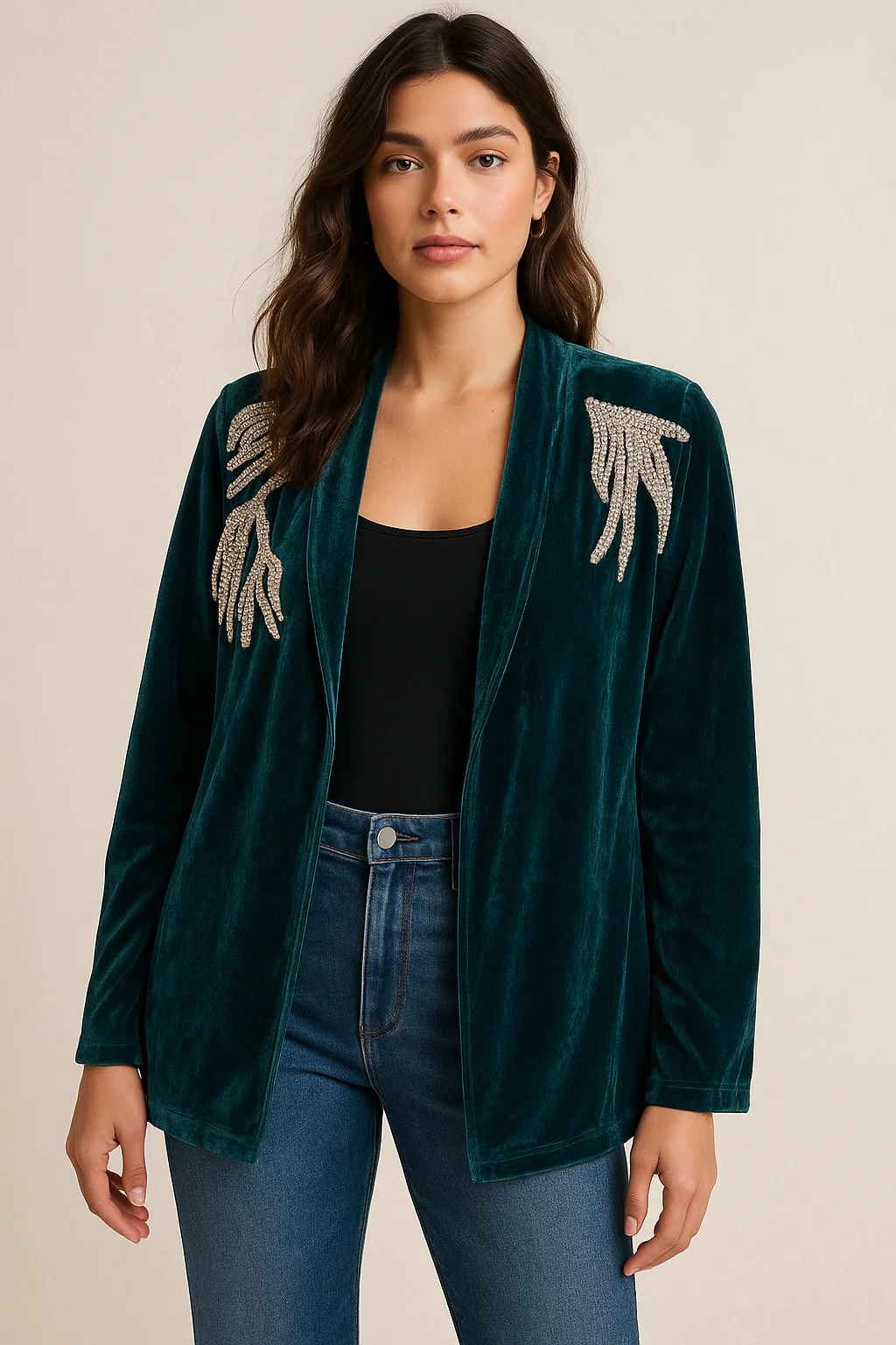 Midnight Teal Velvet Top