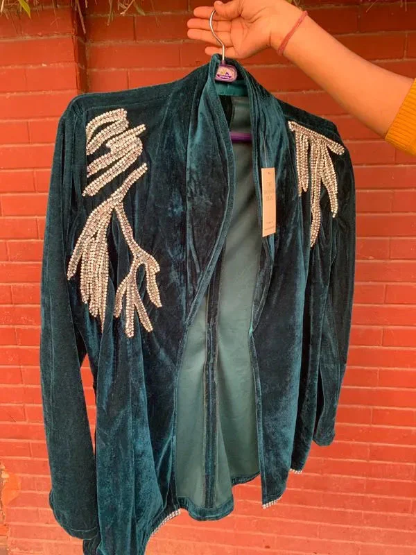 Midnight Teal Velvet Top - Image 2