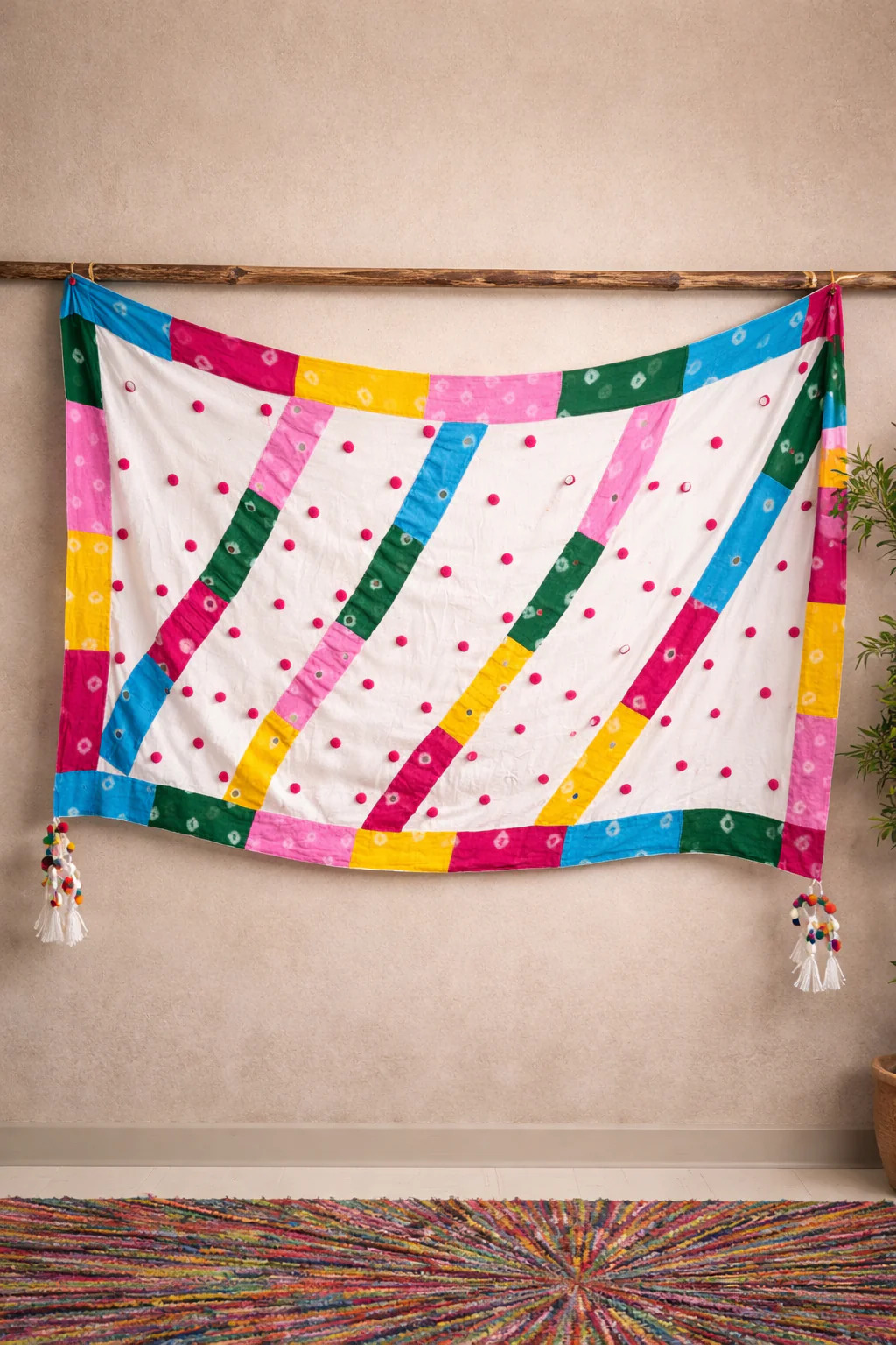Multistyle Bandhani Patchwork Stole with Belt - Image 2
