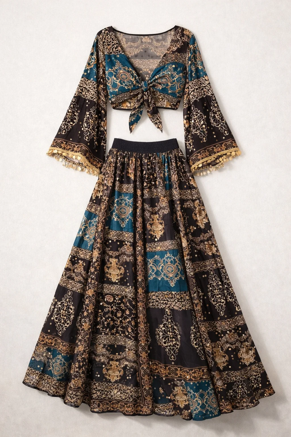 ‘Nakhrewali’-tie knot top & skirt set - Image 3