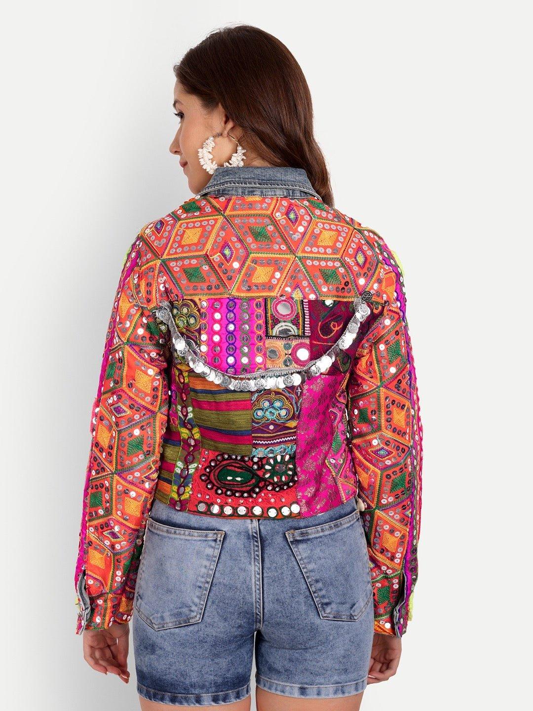 Orange cropped patchwork jacket - Image 2