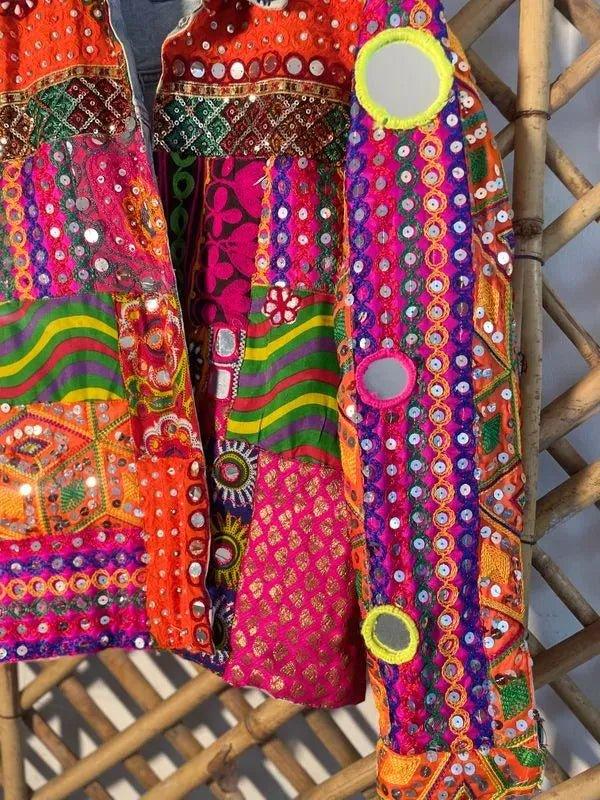 Orange mirrorwork banjara jacket - Image 4