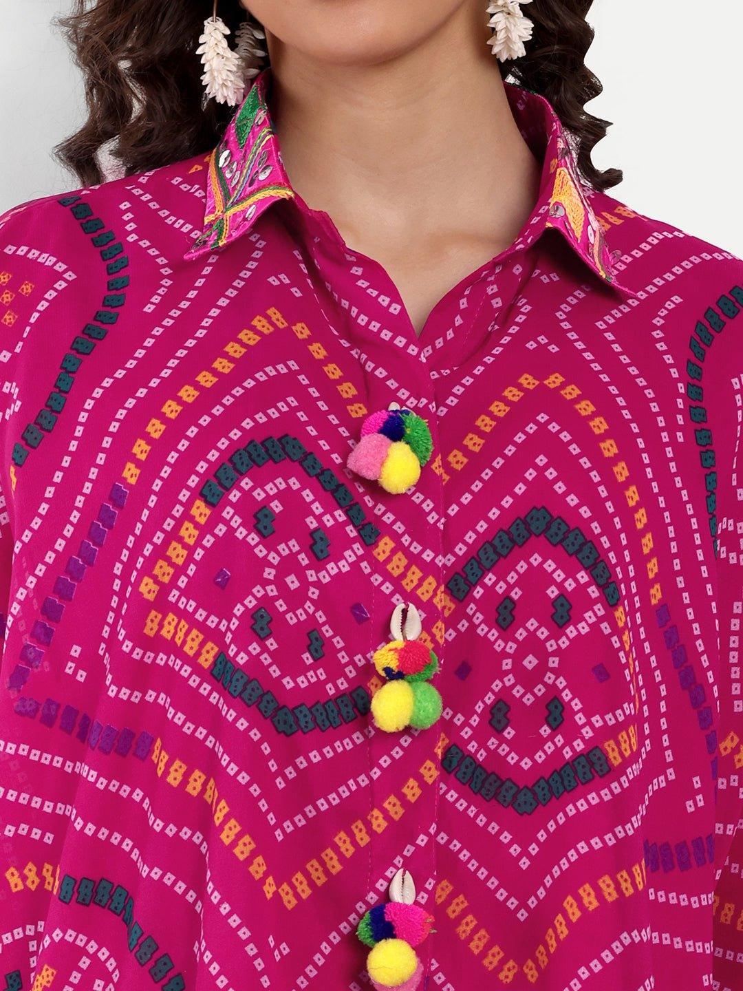 Pink Bandhini High Low Shirt - Image 3