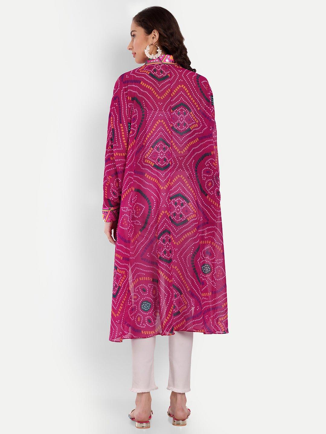 Pink Bandhini High Low Shirt - Image 5