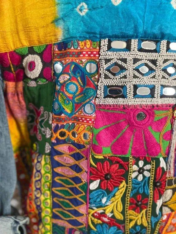 Shades of orange patchwork jacket - Image 3