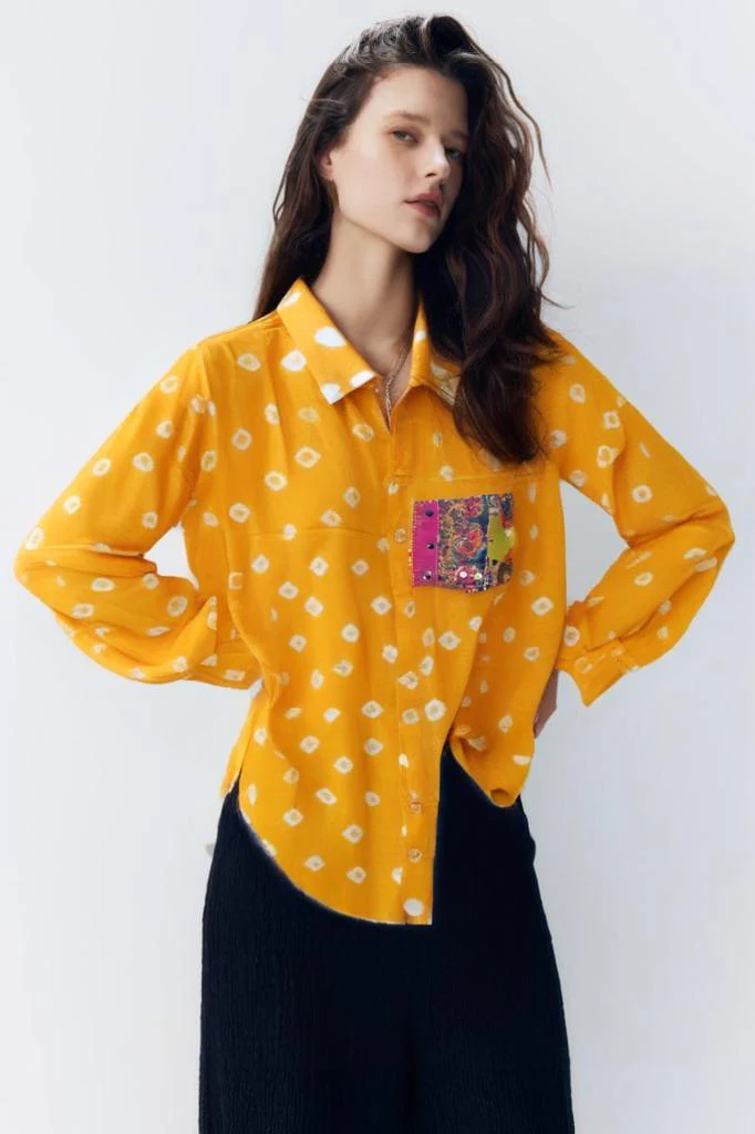 Women's bandhini shirt - Yellow