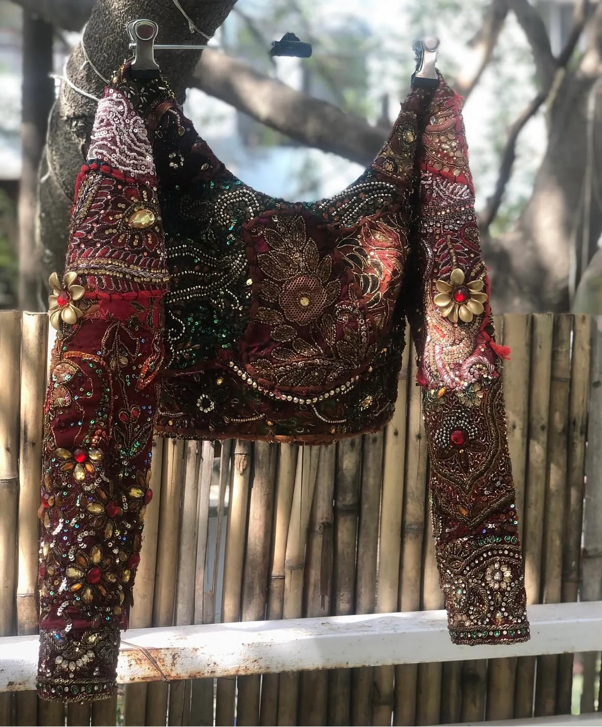 Zohra Vintage Velvet Blouse – Hand-Embroidered Heirloom Piece - Image 3